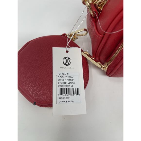 CXL by Christian Lacroix Eve Pebble Camera w Detachable Mini Zip Red Retail $88 - Picture 4 of 13